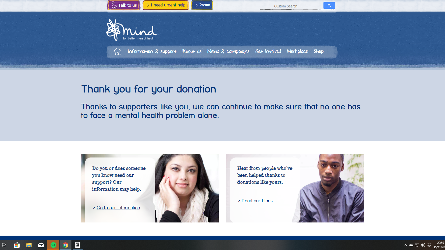 Thank you for your Mind Charity fundraising help!