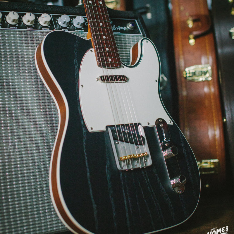 Jennings Guitars Navigator leaning against guitar amplifier