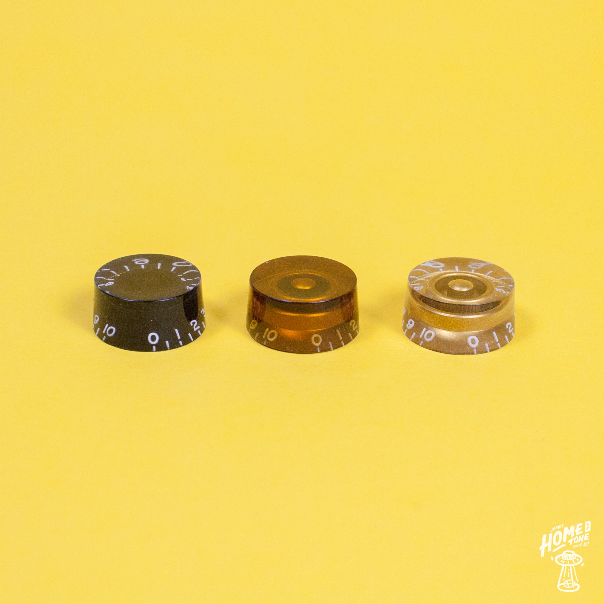 Gibson speed style control knobs in black amber and gold