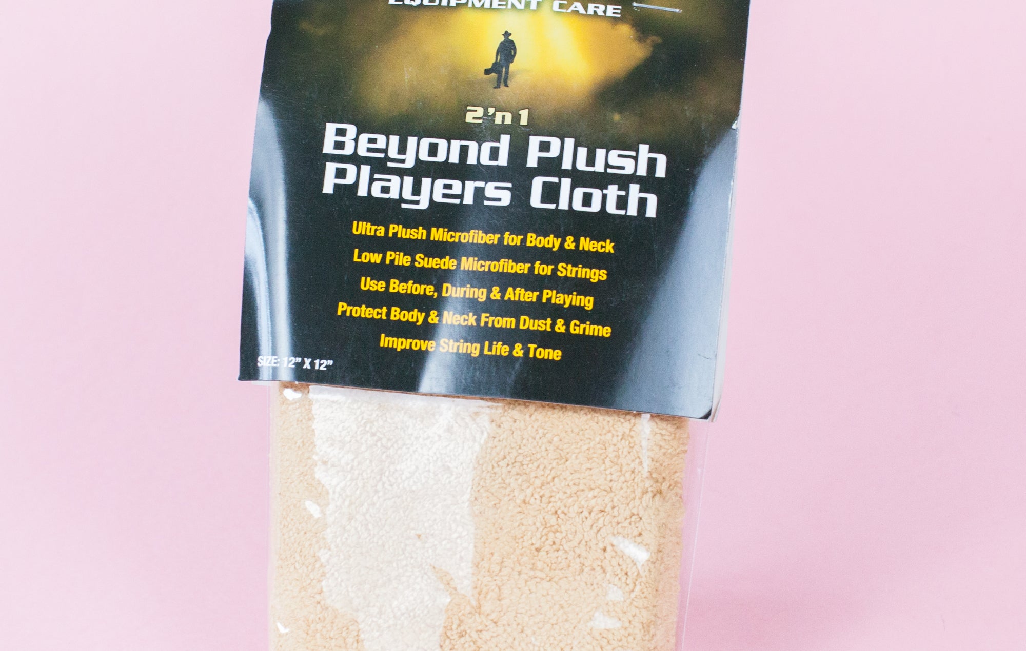 Packaged MusicNomad 2 'n 1 Beyond Plush Players Cloth, predominantly beige in color, displayed in its packaging with branding and product information visible.
