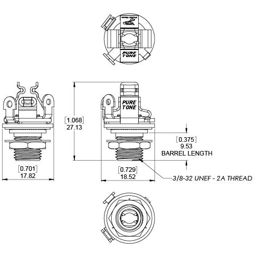 Pure Tone Multi contact mono jack socket measurements