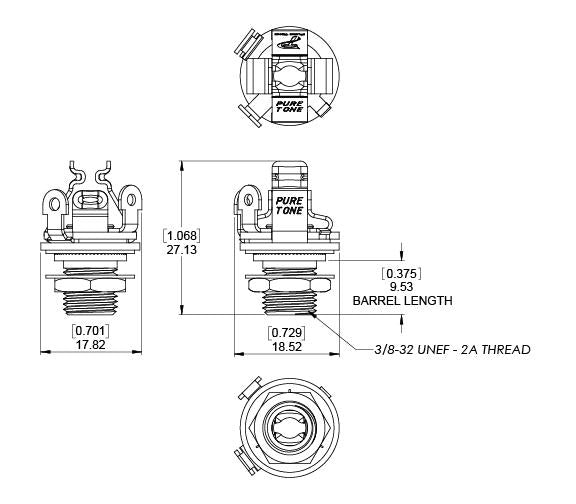 Pure Tone Multi contact mono jack socket measurements